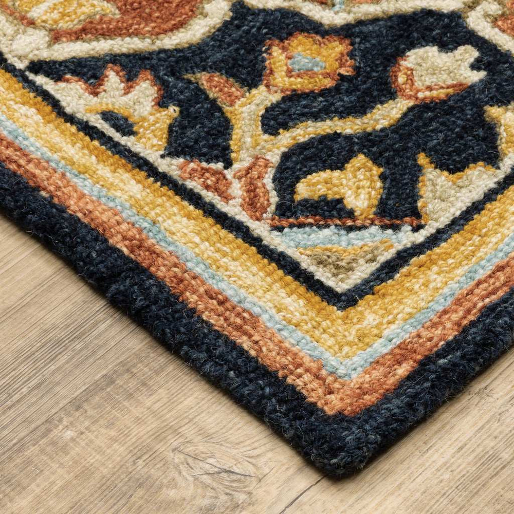 10' X 13' Navy Rust Blue Ivory And Gold Oriental Tufted Handmade Stain Resistant Area Rug - Homeroots - Flyclothing LLC