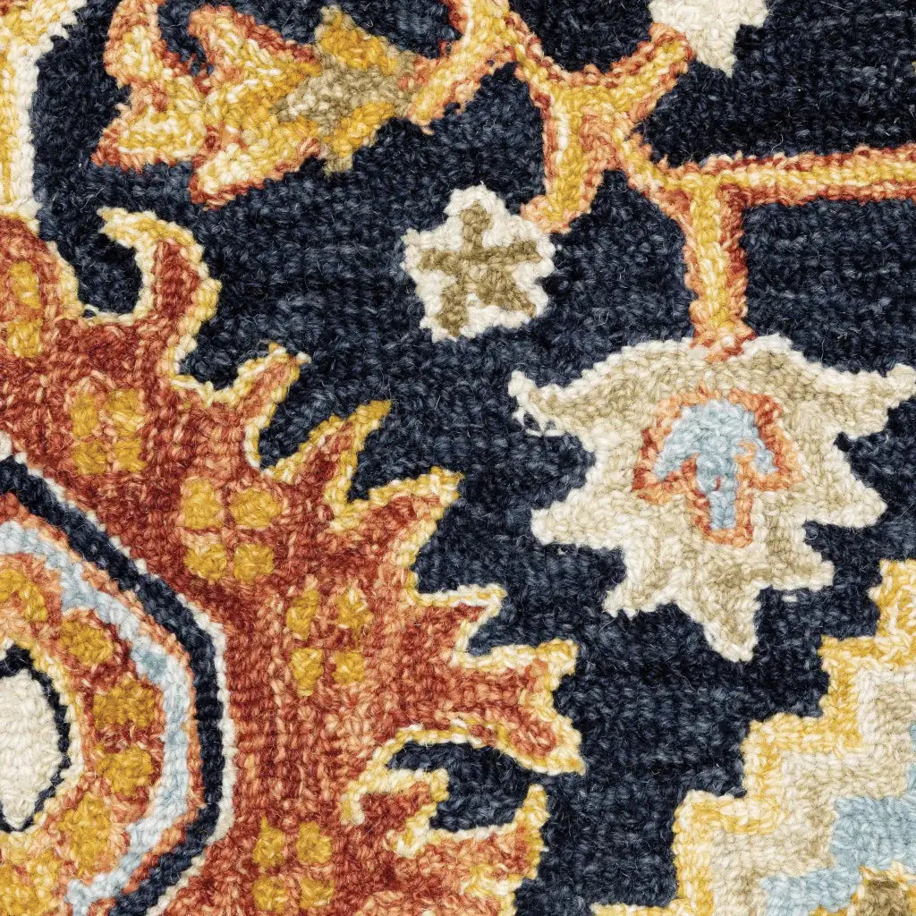 10' X 13' Navy Rust Blue Ivory And Gold Oriental Tufted Handmade Stain Resistant Area Rug - Homeroots - Flyclothing LLC