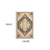 10' X 13' Navy Rust Blue Ivory And Gold Oriental Tufted Handmade Stain Resistant Area Rug - Homeroots - Flyclothing LLC