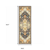 2' X 8' Navy Rust Blue Ivory And Gold Oriental Tufted Handmade Stain Resistant Runner Rug - Homeroots - Flyclothing LLC