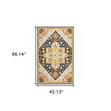 4' X 6' Navy Rust Blue Ivory And Gold Oriental Tufted Handmade Stain Resistant Area Rug - Homeroots - Flyclothing LLC