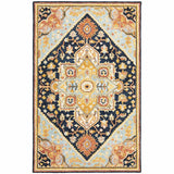 8' X 10' Navy Rust Blue Ivory And Gold Oriental Tufted Handmade Stain Resistant Area Rug - Homeroots - Flyclothing LLC