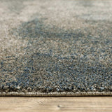 8' Runner Grey and Teal Blue Abstract Power Loom Runner Rug - Homeroots - Flyclothing LLC