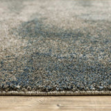 8' Runner Grey and Teal Blue Abstract Power Loom Runner Rug - Homeroots - Flyclothing LLC