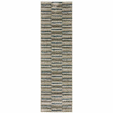8' Runner Teal Blue Geometric Power Loom Runner Rug - Homeroots - Flyclothing LLC