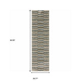 8' Runner Teal Blue Geometric Power Loom Runner Rug - Homeroots - Flyclothing LLC