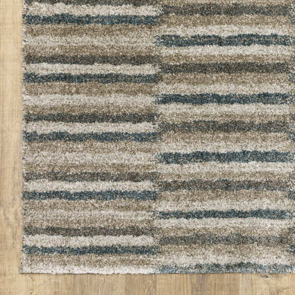 8' Runner Teal Blue Geometric Power Loom Runner Rug - Homeroots - Flyclothing LLC