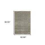 5' X 8' Teal Blue Geometric Power Loom Area Rug - Homeroots - Flyclothing LLC