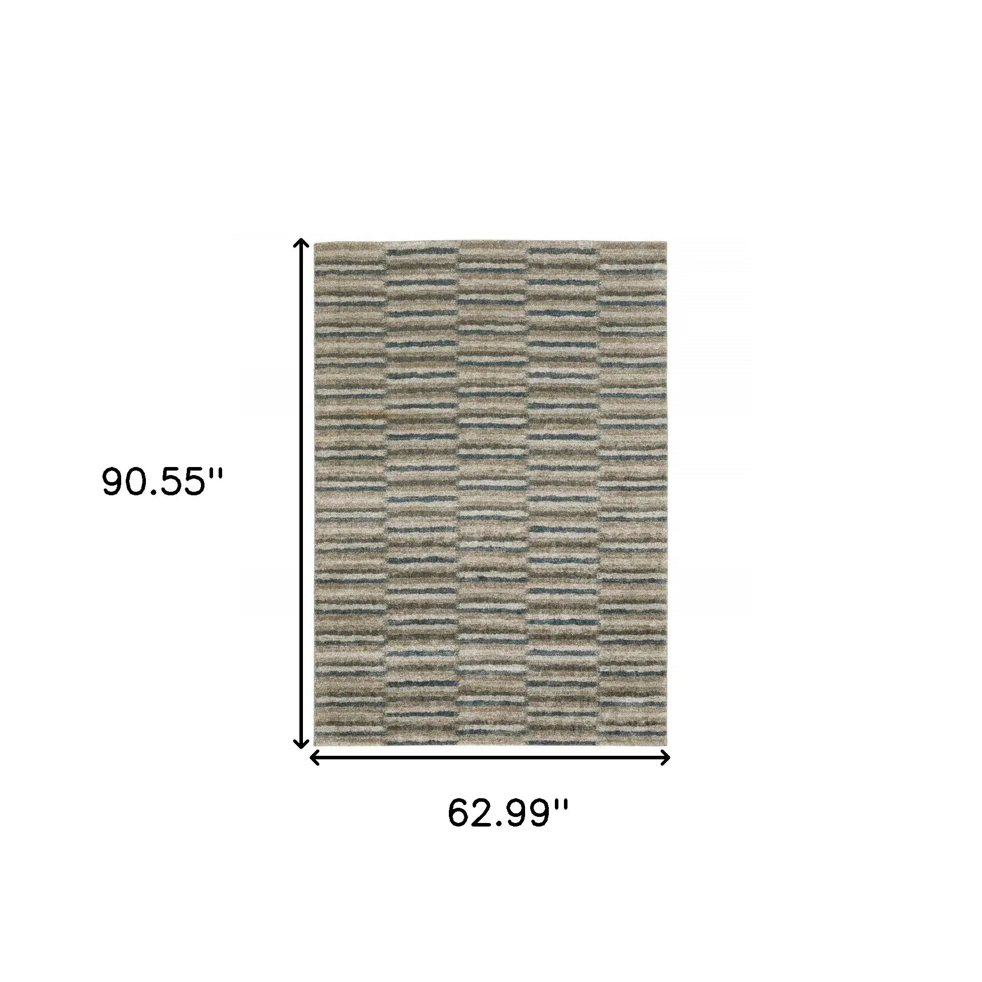 5' X 8' Teal Blue Geometric Power Loom Area Rug - Homeroots - Flyclothing LLC