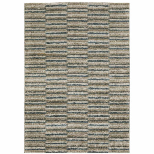 5' X 8' Teal Blue Geometric Power Loom Area Rug - Homeroots - Flyclothing LLC