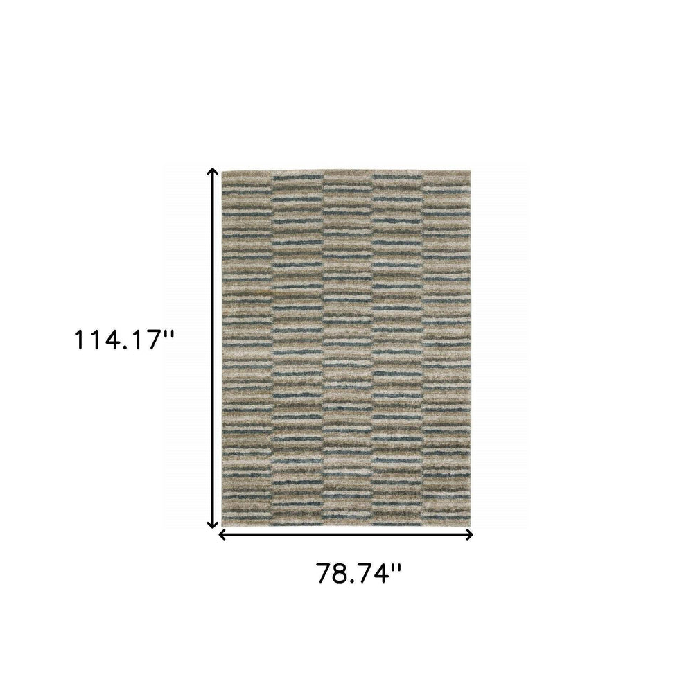 7' X 10' Teal Blue Geometric Power Loom Area Rug - Homeroots - Flyclothing LLC