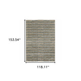 10' X 13' Teal Blue Geometric Power Loom Area Rug