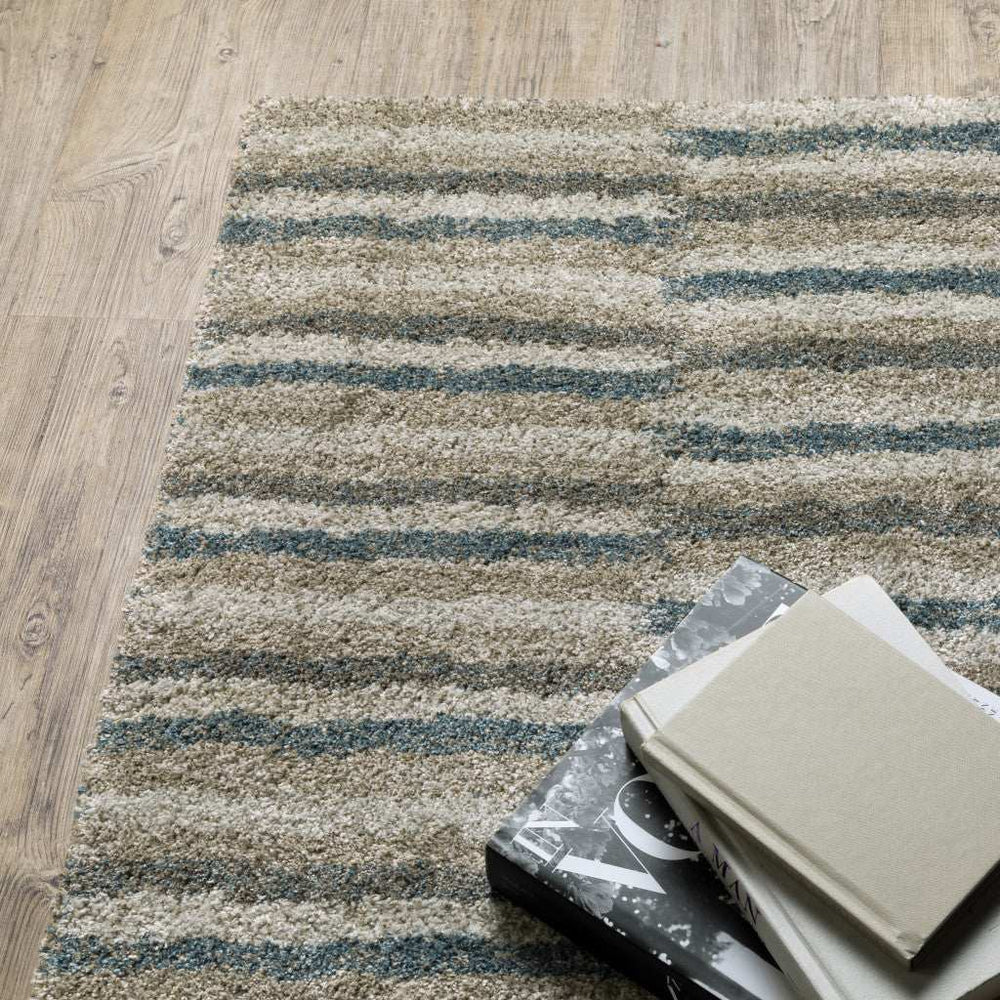 10' X 13' Teal Blue Geometric Power Loom Area Rug - Homeroots - Flyclothing LLC
