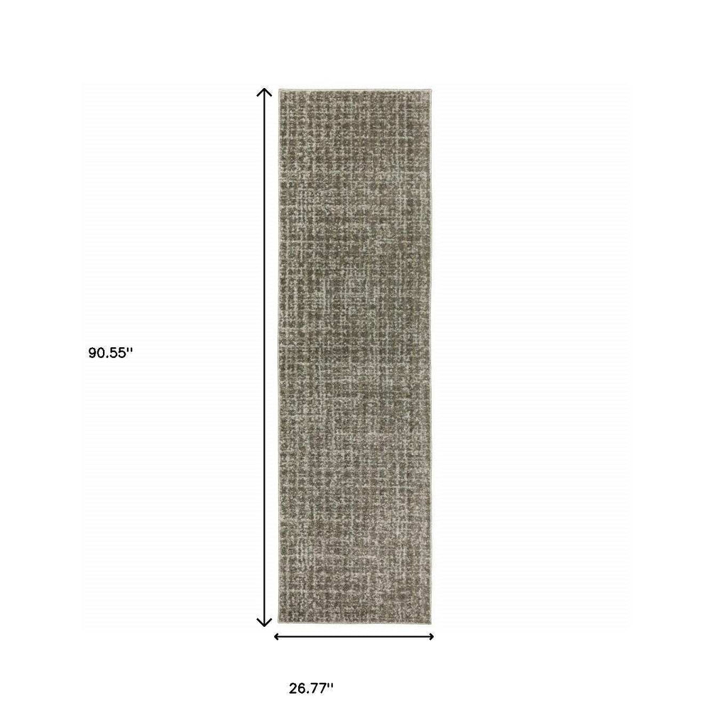 8' Runner Gray Geometric Power Loom Runner Rug - Homeroots - Flyclothing LLC
