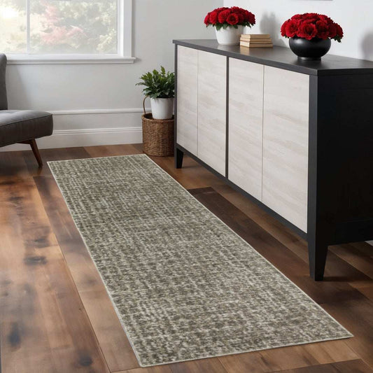 8' Runner Gray Geometric Power Loom Runner Rug - Homeroots - Flyclothing LLC