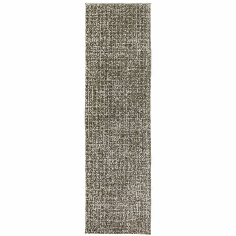 8' Runner Gray Geometric Power Loom Runner Rug - Homeroots - Flyclothing LLC