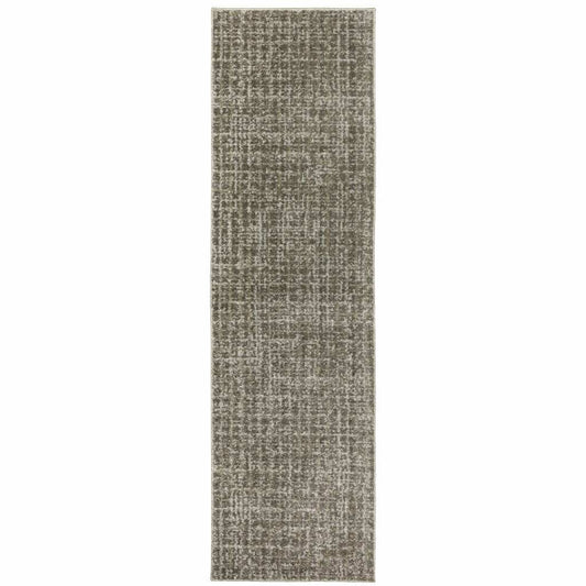 8' Runner Gray Geometric Power Loom Runner Rug - Homeroots - Flyclothing LLC