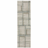 8' Runner Grey Teal Beige and Tan Geometric Power Loom Runner Rug - Homeroots - Flyclothing LLC