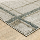 8' Runner Grey Teal Beige and Tan Geometric Power Loom Runner Rug - Homeroots - Flyclothing LLC