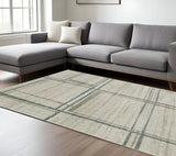 7' X 10' Grey Teal Beige and Tan Geometric Power Loom Area Rug - Homeroots - Flyclothing LLC