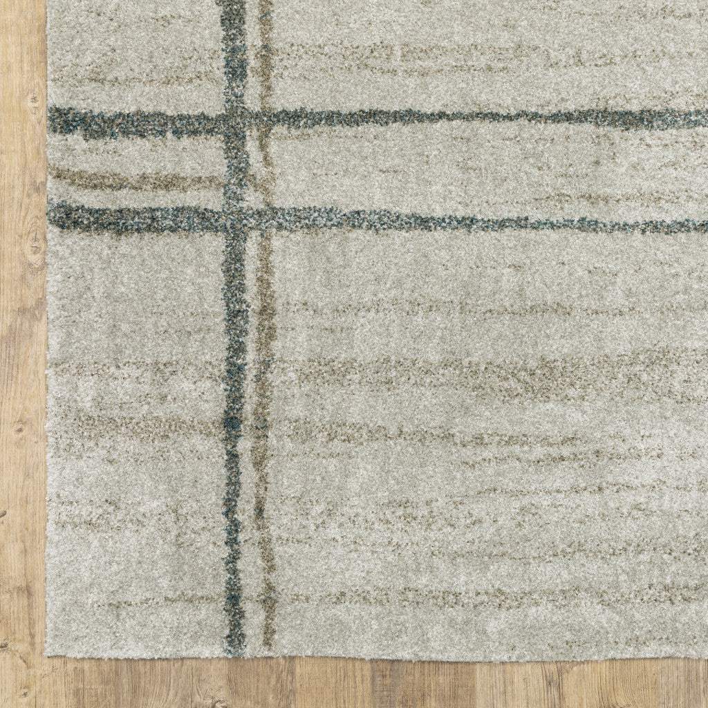 7' X 10' Grey Teal Beige and Tan Geometric Power Loom Area Rug - Homeroots - Flyclothing LLC