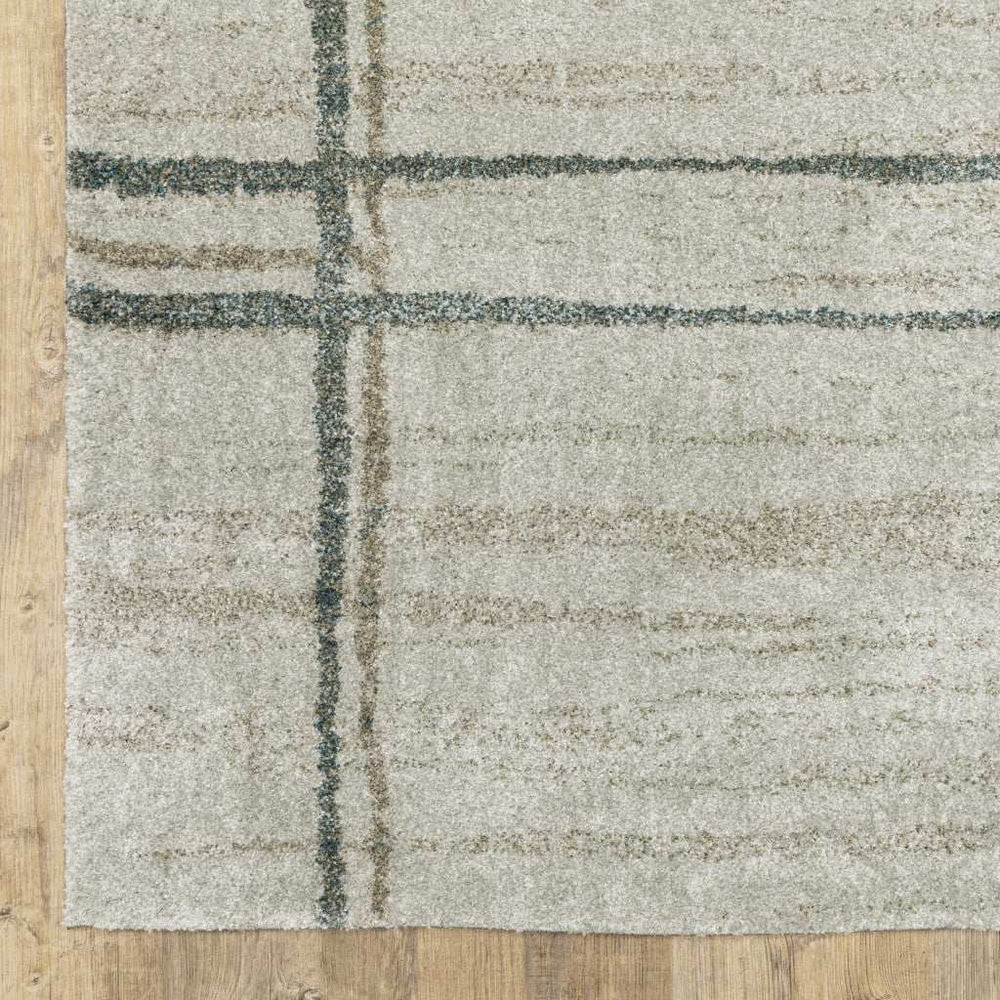 7' X 10' Grey Teal Beige and Tan Geometric Power Loom Area Rug - Homeroots - Flyclothing LLC