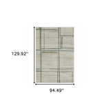 8' X 11' Beige Blue and Gray Geometric Power Loom Area Rug