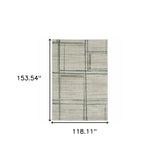 10' X 13' Grey Teal Beige and Tan Geometric Power Loom Area Rug - Homeroots - Flyclothing LLC