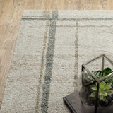 10' X 13' Grey Teal Beige and Tan Geometric Power Loom Area Rug - Homeroots - Flyclothing LLC