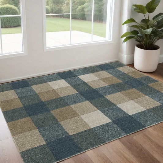 3' X 5' Tan and Gray Geometric Power Loom Area Rug - Homeroots - Flyclothing LLC