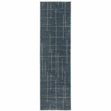 8' Runner Blue and Gray Geometric Power Loom Runner Rug - Homeroots - Flyclothing LLC