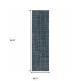 8' Runner Blue and Gray Geometric Power Loom Runner Rug - Homeroots - Flyclothing LLC