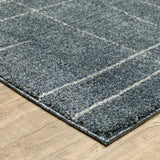 8' Runner Blue and Gray Geometric Power Loom Runner Rug - Homeroots - Flyclothing LLC