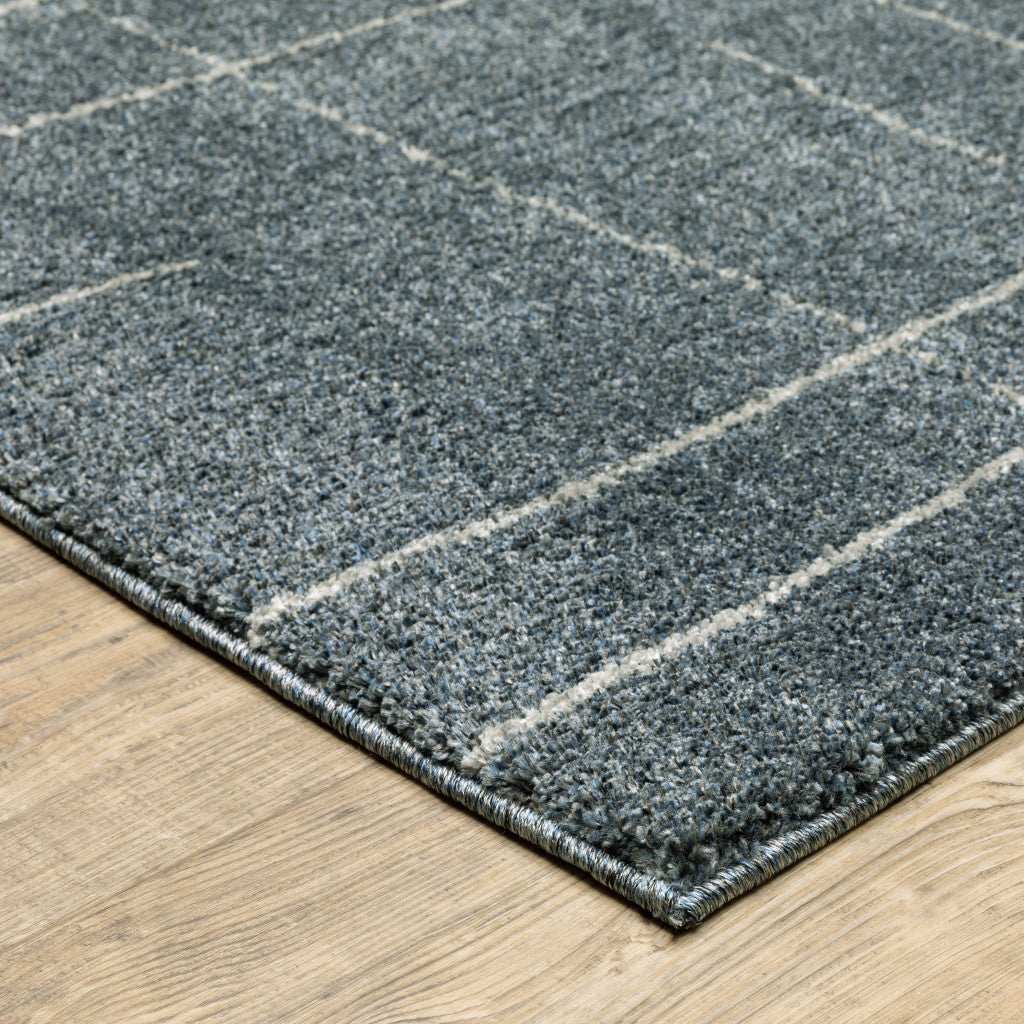 8' Runner Blue and Gray Geometric Power Loom Runner Rug - Homeroots - Flyclothing LLC