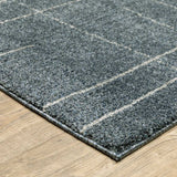 8' Runner Blue and Gray Geometric Power Loom Runner Rug - Homeroots - Flyclothing LLC