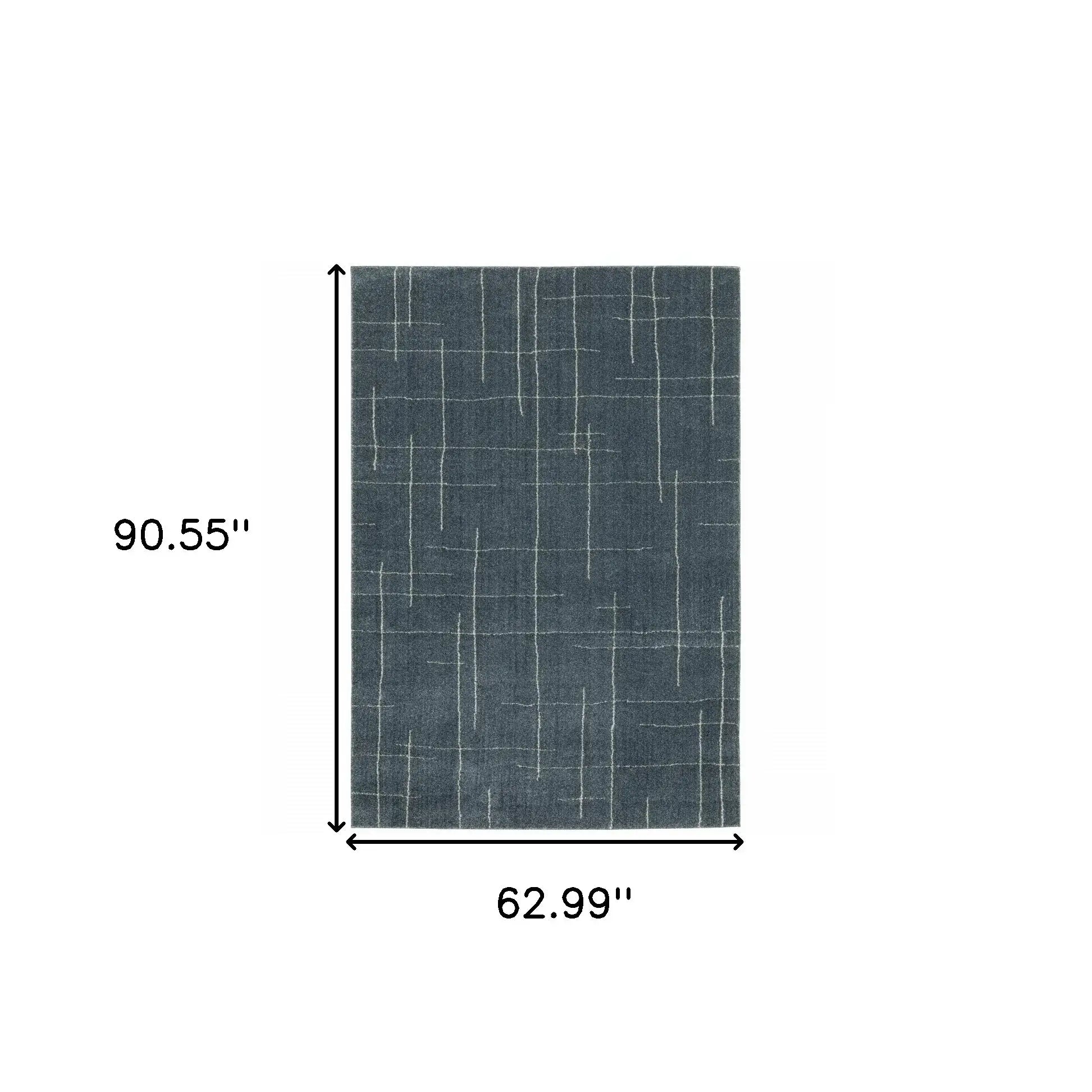 5' X 8' Blue and Gray Geometric Power Loom Area Rug - Homeroots - Flyclothing LLC