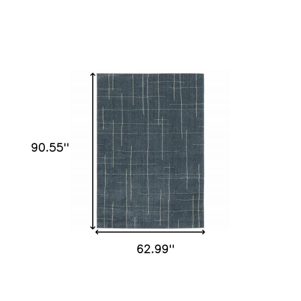 5' X 8' Blue and Gray Geometric Power Loom Area Rug - Homeroots - Flyclothing LLC