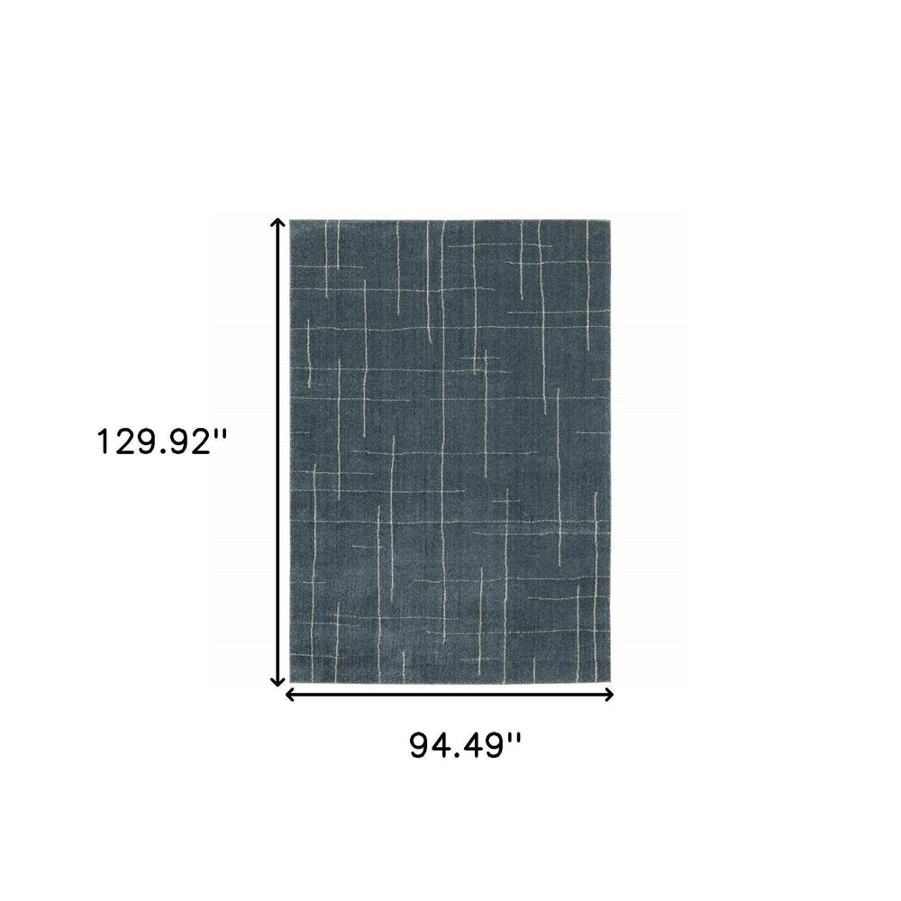 8' X 11' Blue and Gray Geometric Power Loom Area Rug - Homeroots - Flyclothing LLC