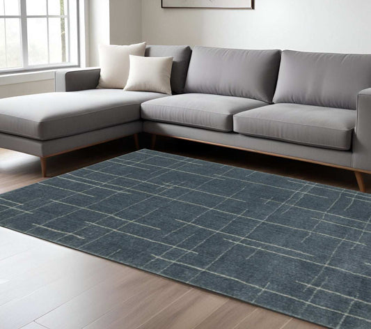 8' X 11' Blue and Gray Geometric Power Loom Area Rug - Homeroots - Flyclothing LLC