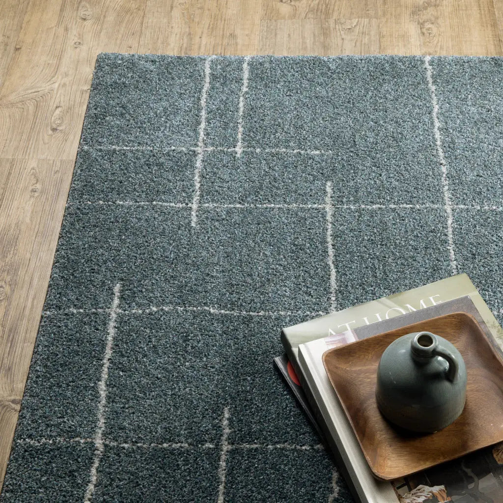 10' X 13' Blue and Gray Geometric Power Loom Area Rug - Homeroots - Flyclothing LLC