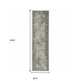 8' Runner Blue and Gray Oriental Power Loom Runner Rug - Homeroots - Flyclothing LLC
