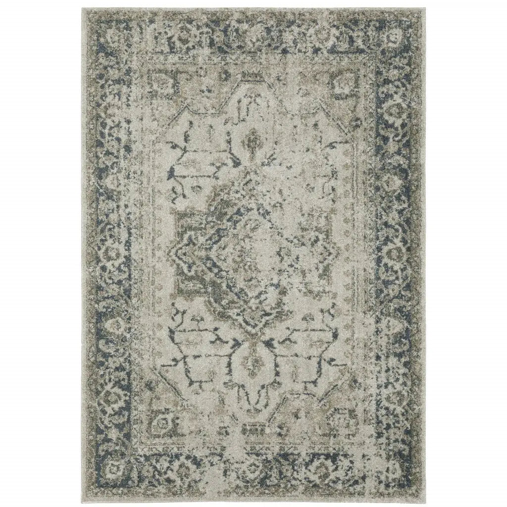 5' X 8' Blue and Gray Oriental Power Loom Area Rug - Homeroots - Flyclothing LLC