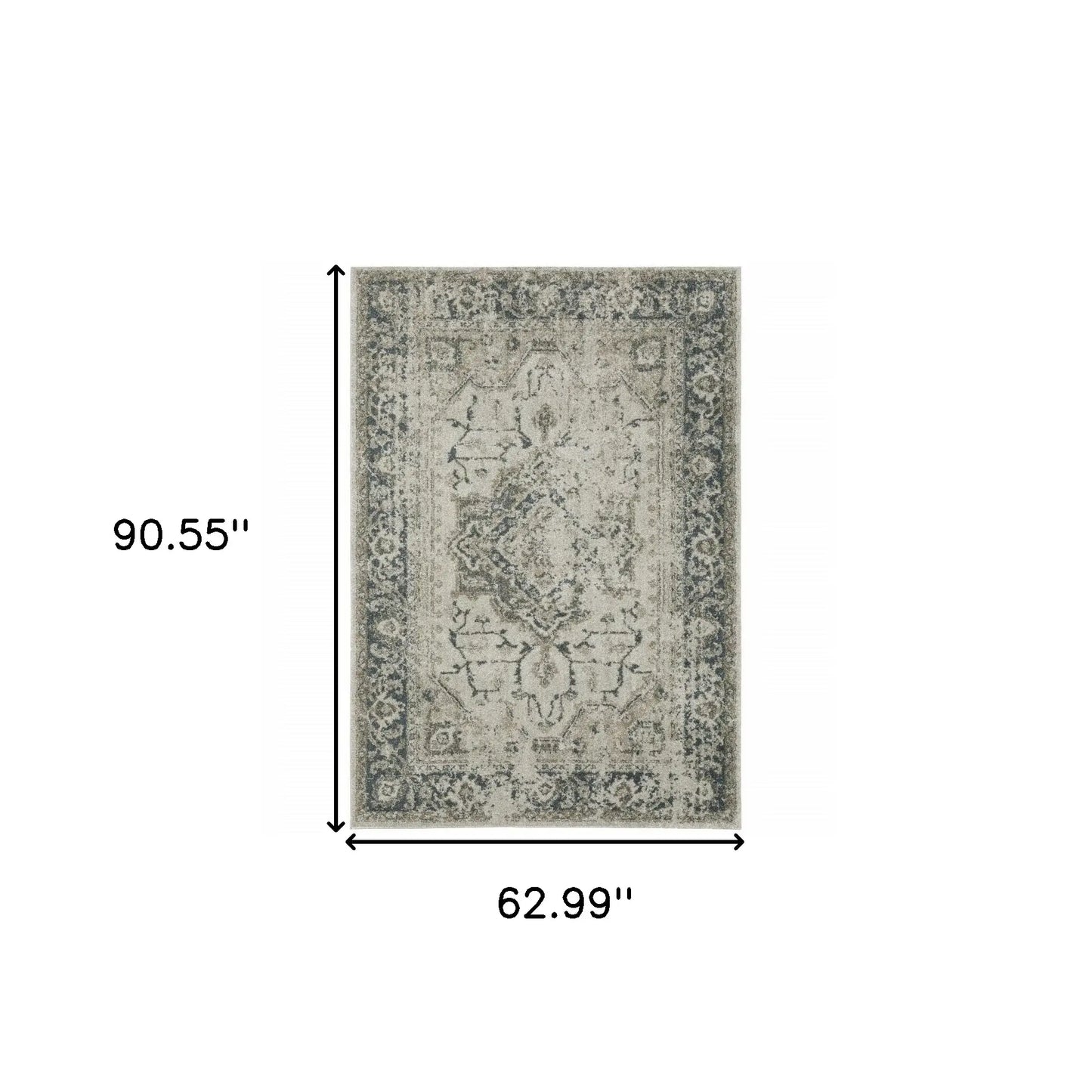 5' X 8' Blue and Gray Oriental Power Loom Area Rug - Homeroots - Flyclothing LLC