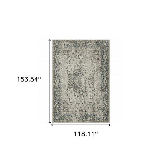 10' X 13' Blue and Gray Oriental Power Loom Area Rug - Homeroots - Flyclothing LLC