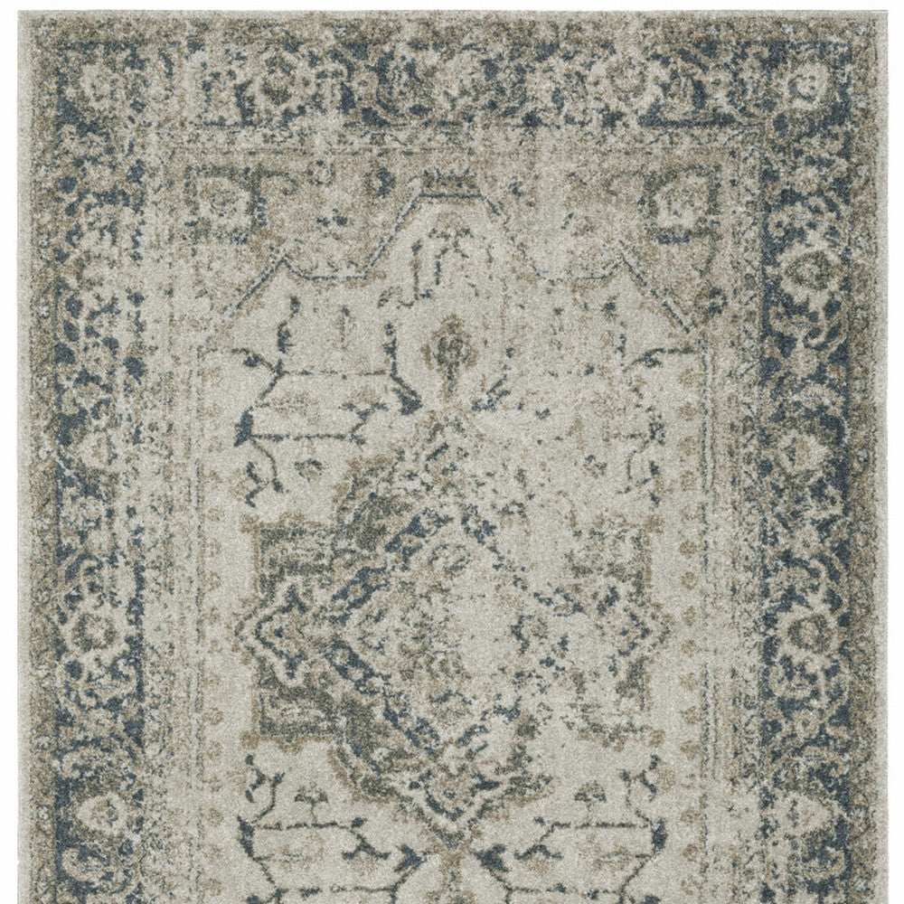 10' X 13' Blue and Gray Oriental Power Loom Area Rug - Homeroots - Flyclothing LLC