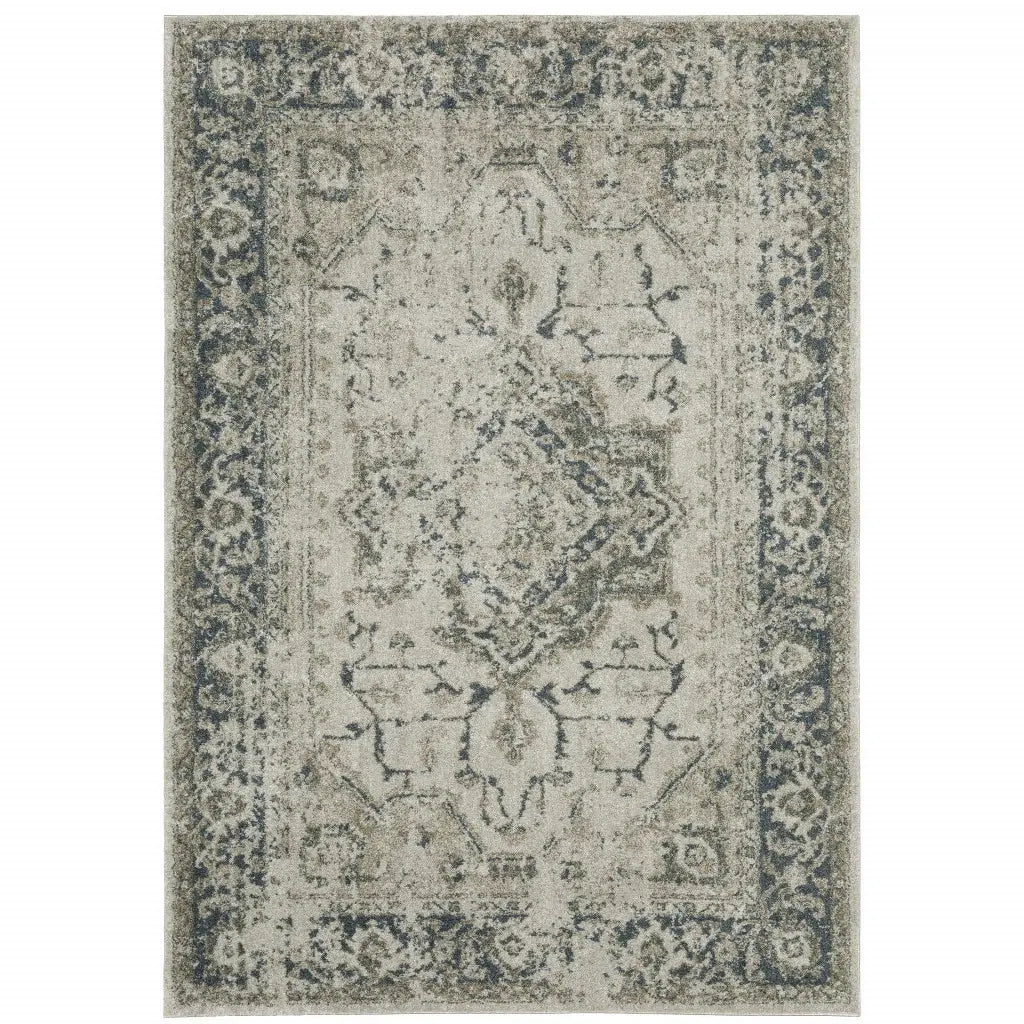 10' X 13' Blue and Gray Oriental Power Loom Area Rug - Homeroots - Flyclothing LLC