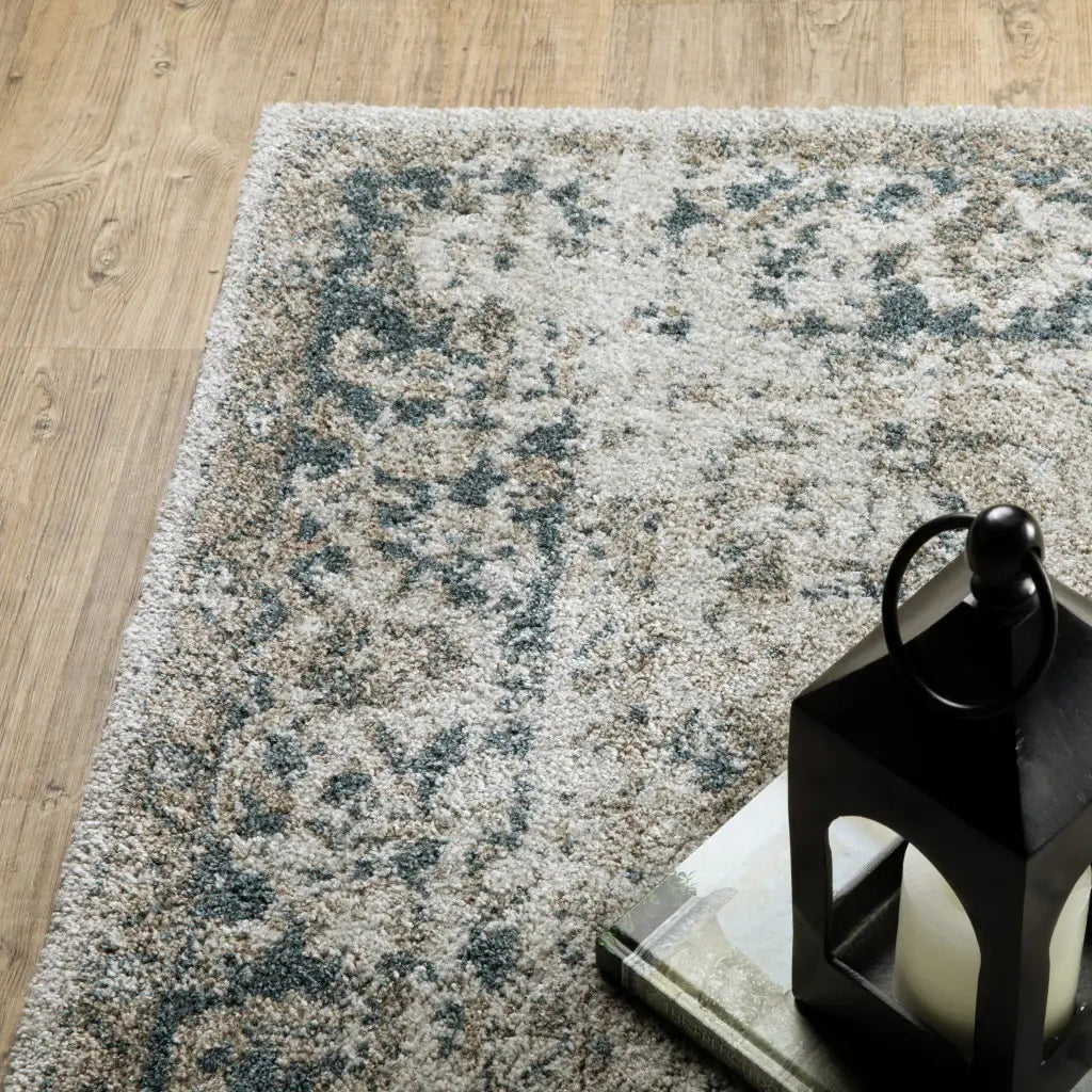 10' X 13' Blue and Gray Oriental Power Loom Area Rug - Homeroots - Flyclothing LLC