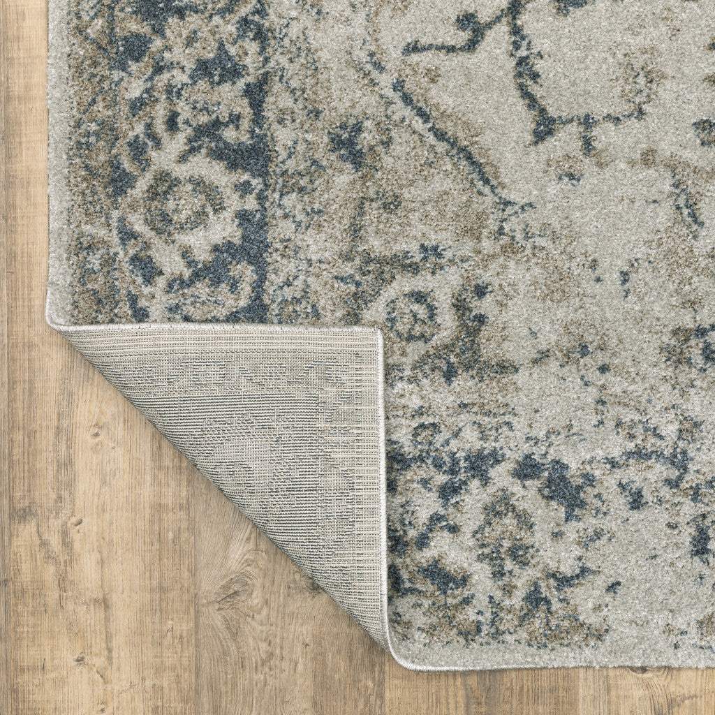 10' X 13' Blue and Gray Oriental Power Loom Area Rug - Homeroots - Flyclothing LLC
