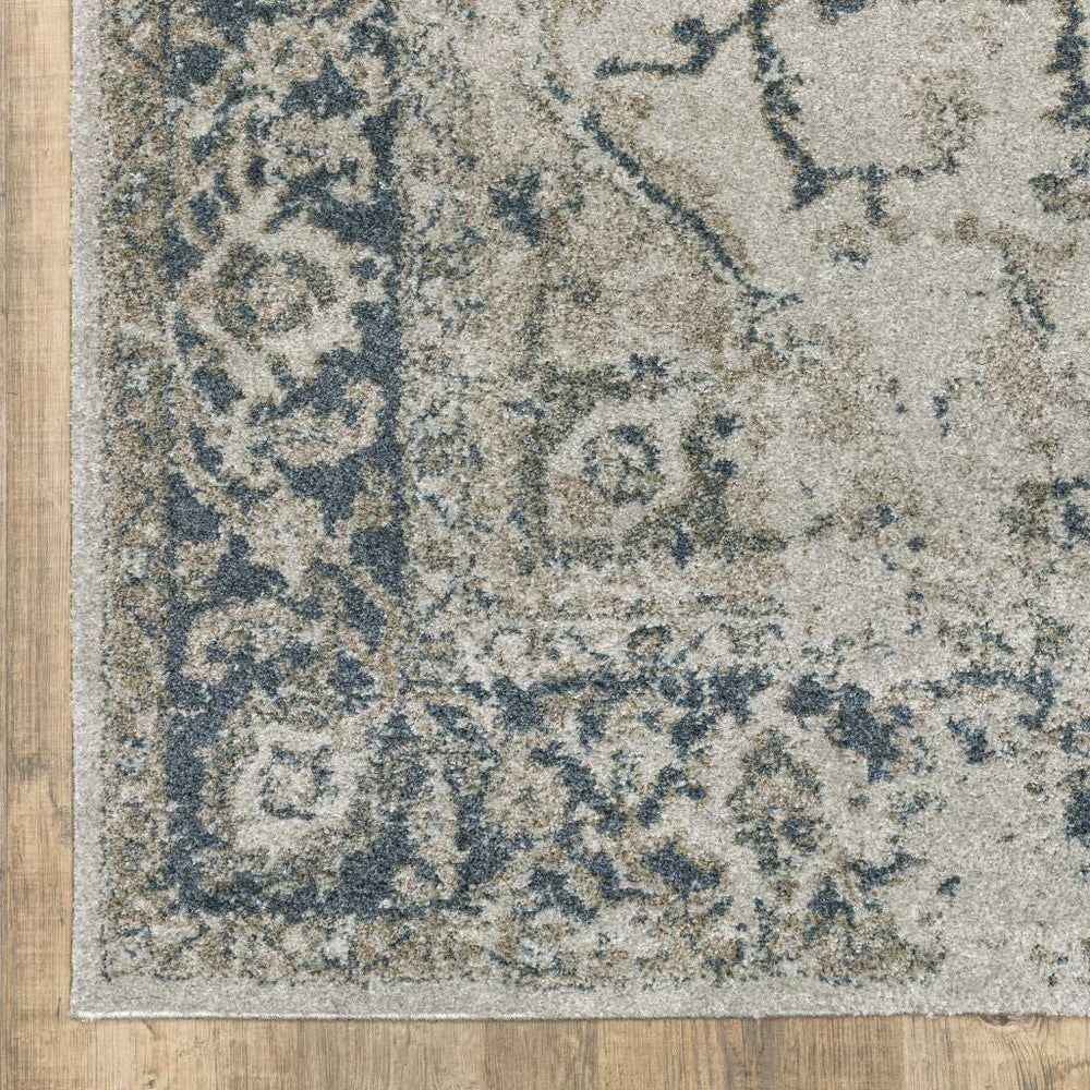10' X 13' Blue and Gray Oriental Power Loom Area Rug - Homeroots - Flyclothing LLC