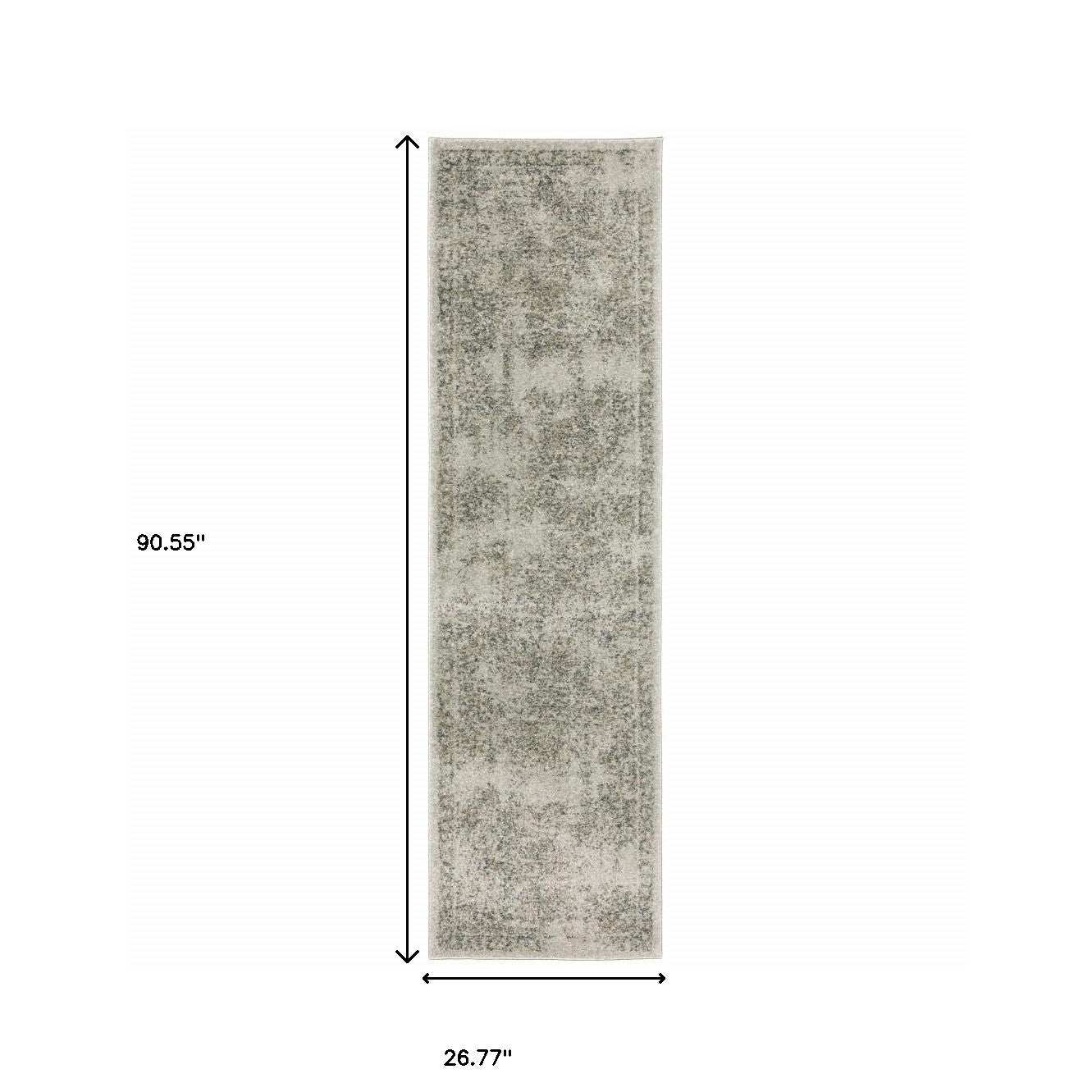 8' Runner Gray Oriental Power Loom Runner Rug - Homeroots - Flyclothing LLC